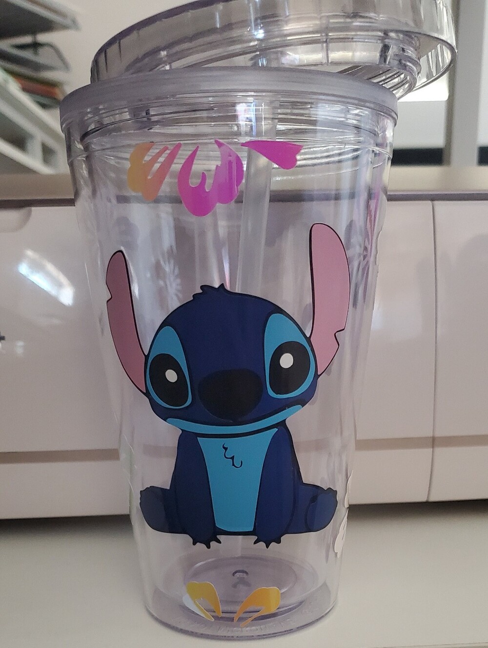 Stitch Double Wall Tumbler with Straw - Clear